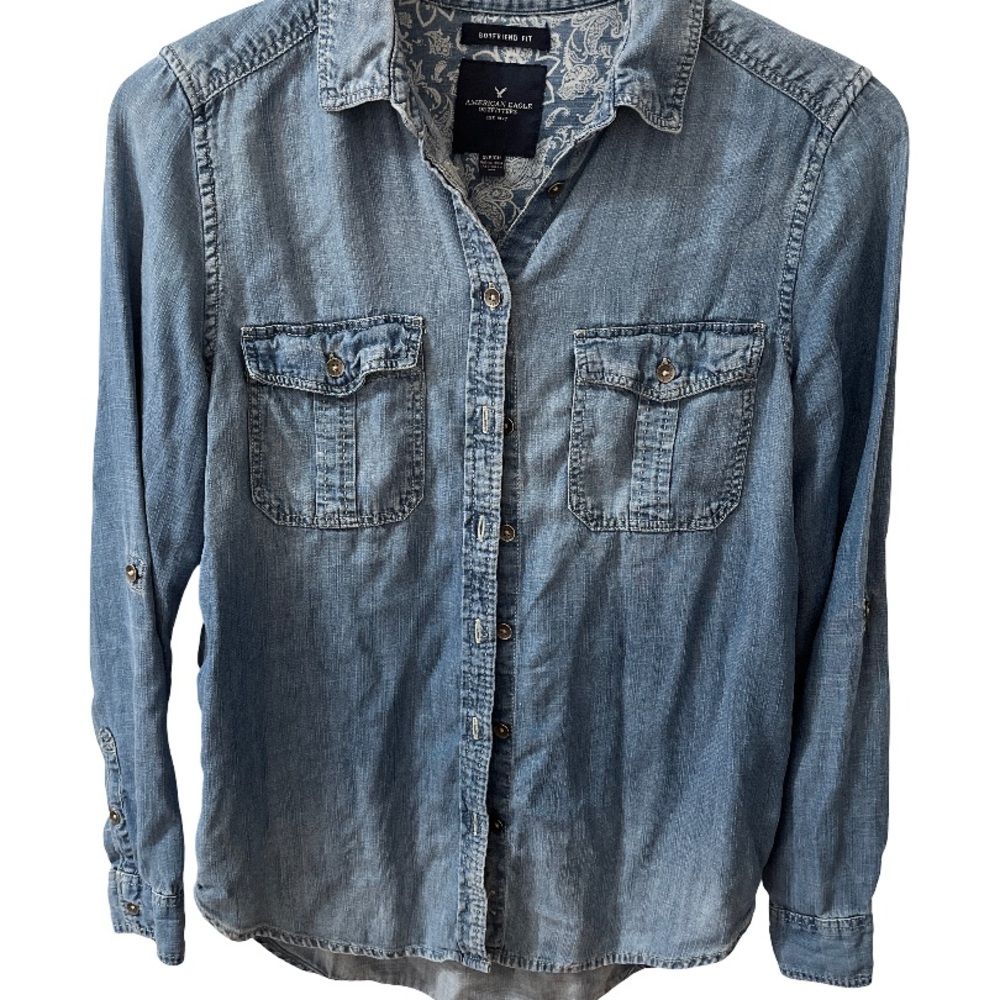 American Eagle Outfitters Y2K Denim Vintage Boyfriend Shirt
